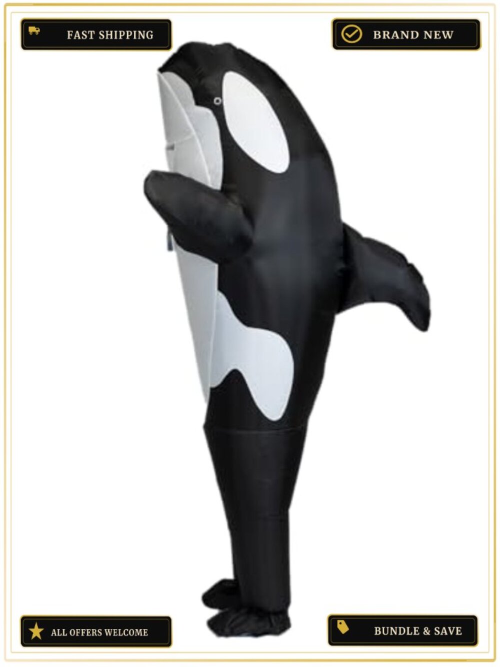 Inflatable Orca Costume Adult Blow Up Killer Whale Jumpsuit Unisex